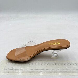 Nude Women’s Clear Heels Open Toe Mules Slip on Wedding Dress Sandals